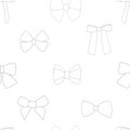 Seamless pattern bows graphics black and white coloring vector illustration
